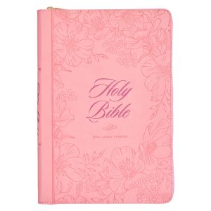 KJV Pink Faux Leather Thinline Bible Large Print
