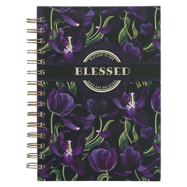 Blessed Is She Who Has Believed Black & Purple Large Hardcover Wirebound Journal - Image 13