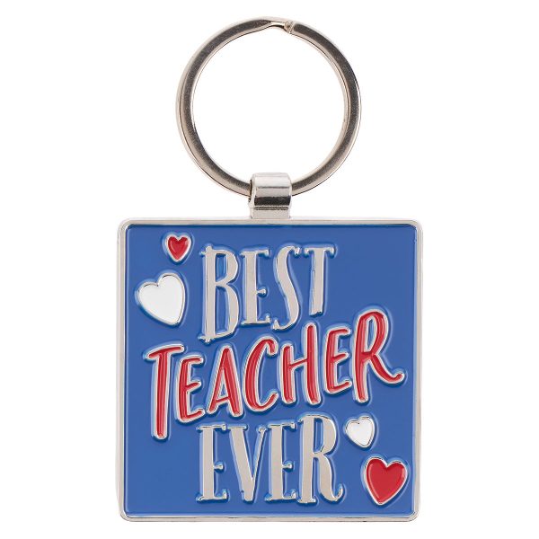 Best Teacher Ever Navy Metal Key Ring In A Tin - Image 4
