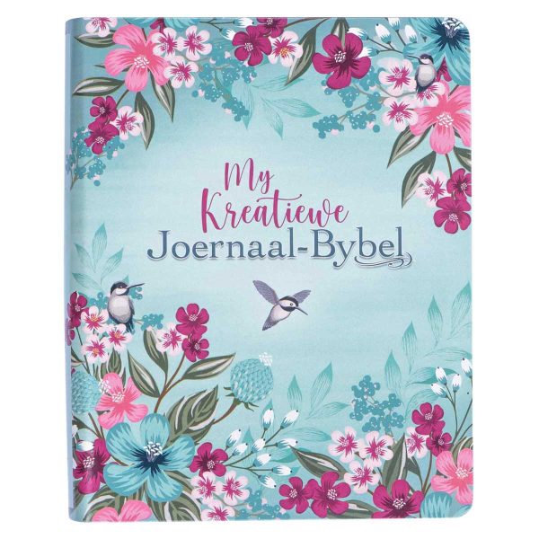 NLV Turkoois Met Pienk Blomme Kunsleer My Kreatiewe Joernaal-Bybel - Image 20