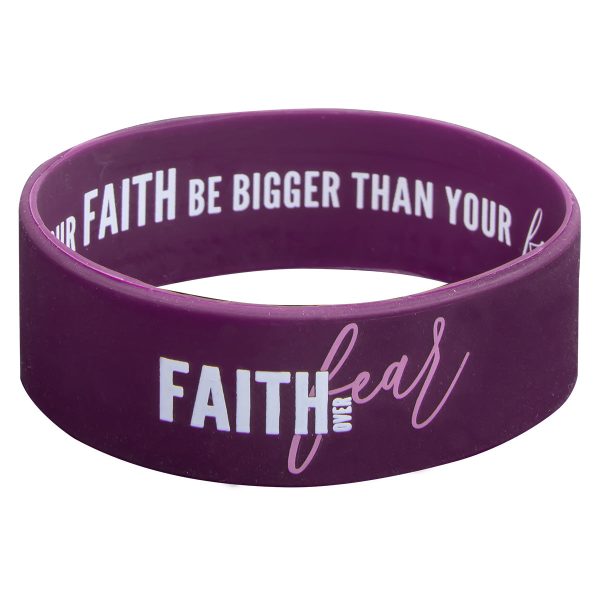 Faith Over Fear Purple Silicone Wristband - Image 4