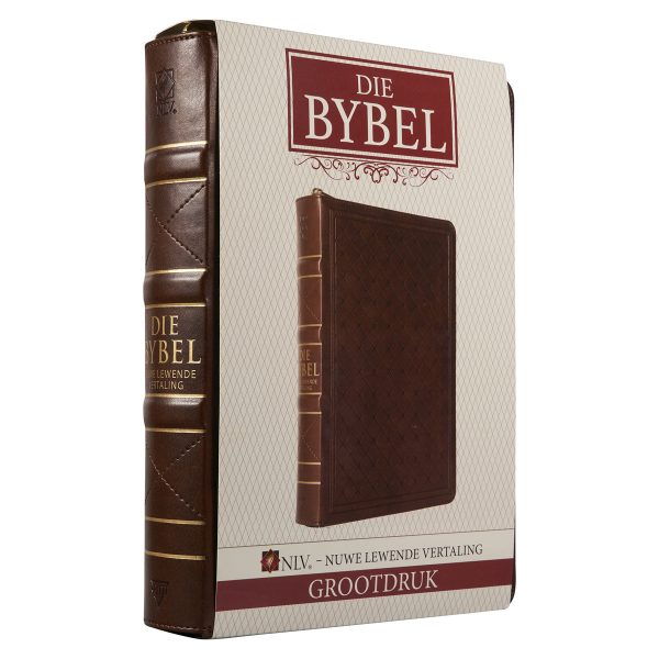 NLV Neutbruin Kunsleer Bybel Grootdruk Met Ritssluiter & Duimgrepe - Image 15