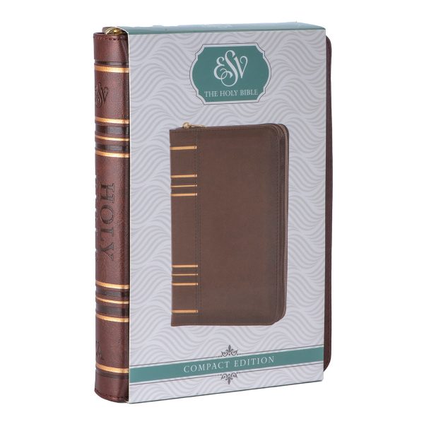 ESV Dark Brown Faux Leather Compact Bible With Zip - Image 20