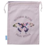 Happiness Blooms From Within Butterfly Large Cotton Drawstring Bag - Image 6