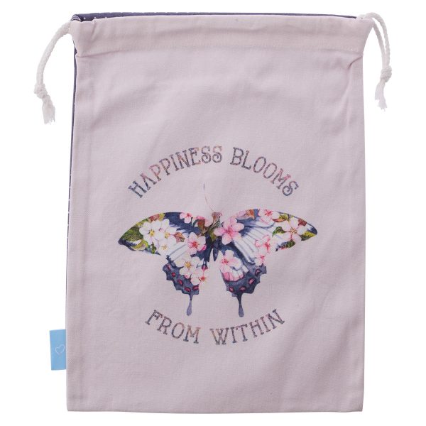 Happiness Blooms From Within Butterfly Large Cotton Drawstring Bag - Image 6