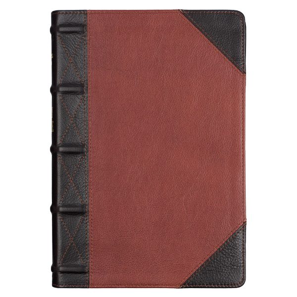 KJV Brandy & Dark Brown Genuine African Leather Bible Giant Print Indexed Red Letter - Image 22