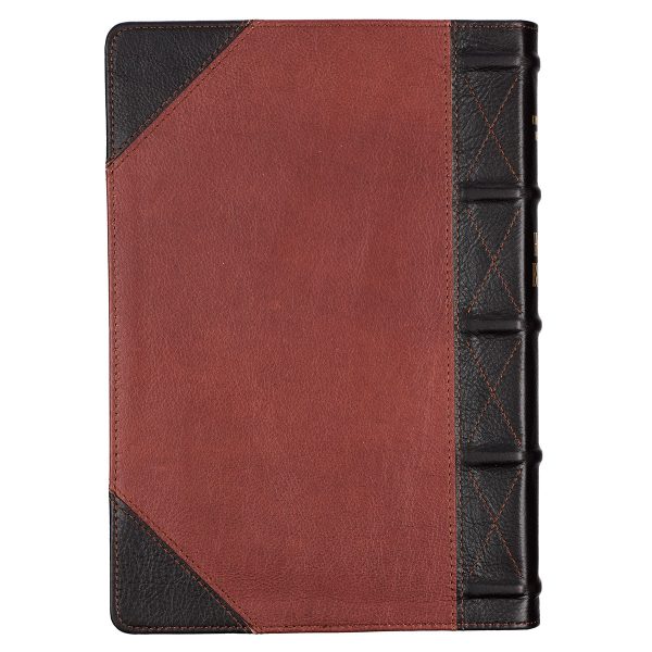 KJV Brandy & Dark Brown Genuine African Leather Bible Giant Print Indexed Red Letter - Image 23