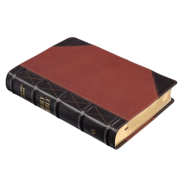 KJV Brandy & Dark Brown Genuine African Leather Bible Giant Print Indexed Red Letter - Image 24