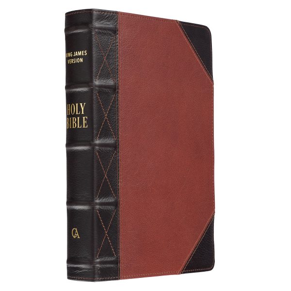 KJV Brandy & Dark Brown Genuine African Leather Bible Giant Print Indexed Red Letter - Image 25