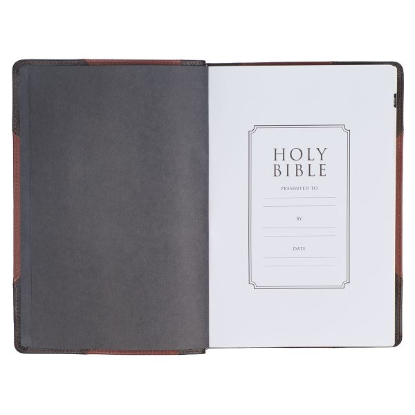 KJV Brandy & Dark Brown Genuine African Leather Bible Giant Print Indexed Red Letter - Image 26