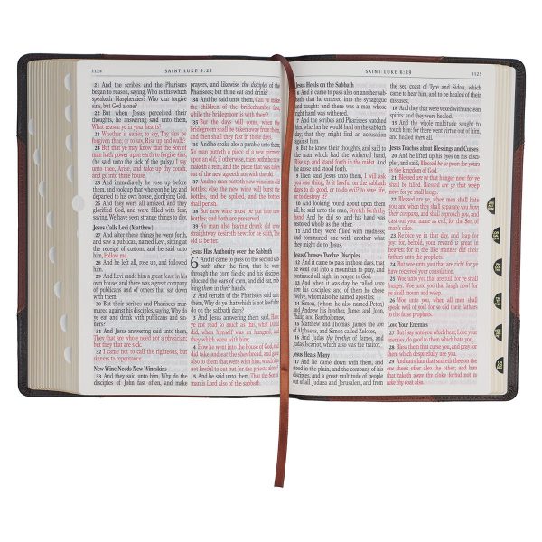 KJV Brandy & Dark Brown Genuine African Leather Bible Giant Print Indexed Red Letter - Image 27