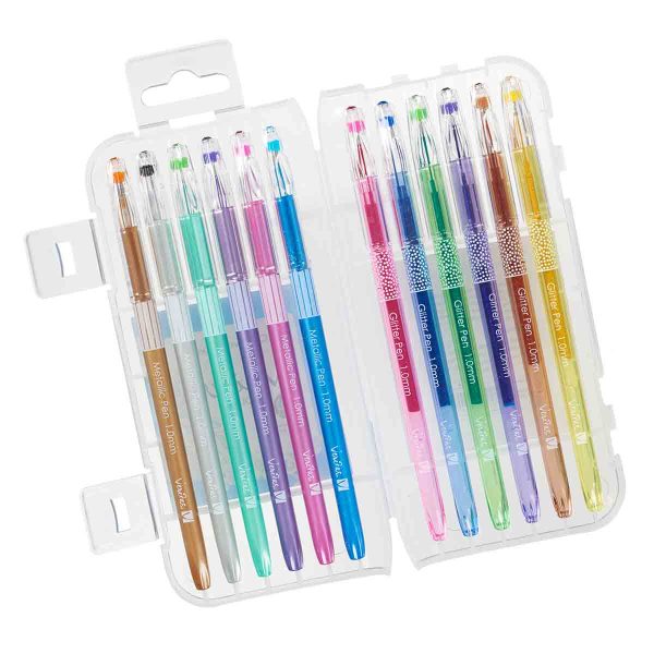 Veritas Twelve Piece Metallic and Glitter Coloring Gel Pen Set - Image 12