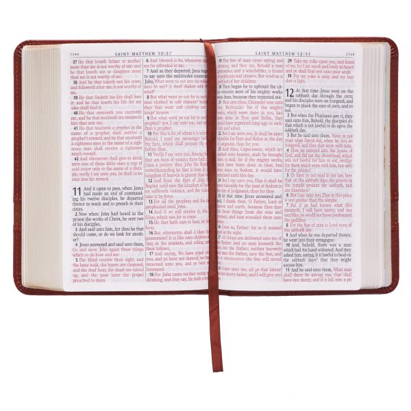 KJV Brown Faux Leather Compact Bible Large Print Red Letter - Image 25