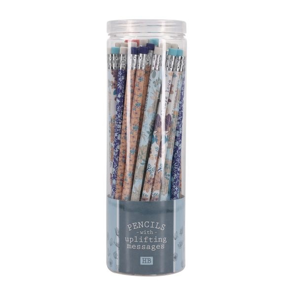 Floral Blue and Peach Tub of 50 Pencils - Image 14