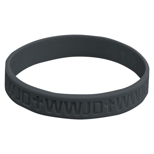 WWJD Charcoal Silicone Wristbands - Image 4