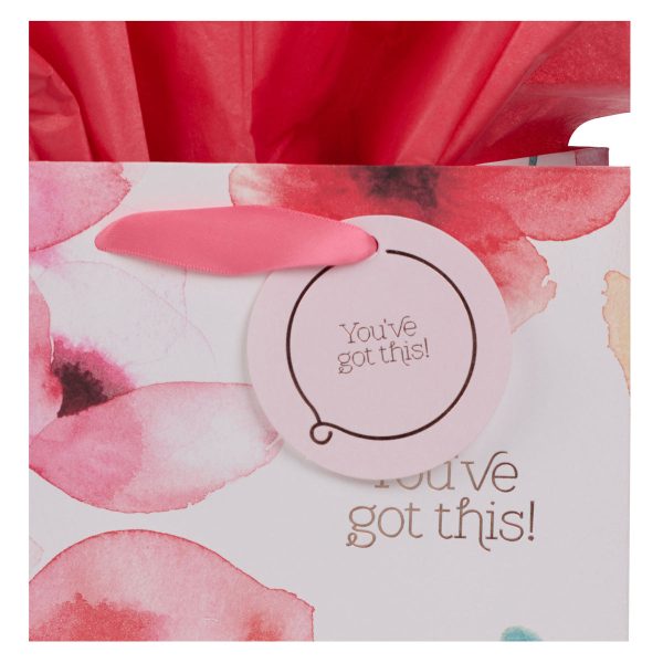You've Got This! Coral Poppies Medium Gift Bag with Gift Tag - Image 19