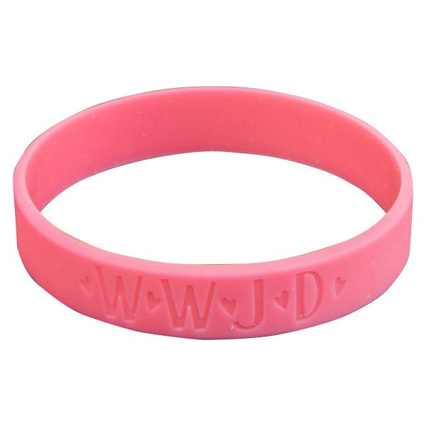 WWJD Pink Silicone Wristbands - Image 4