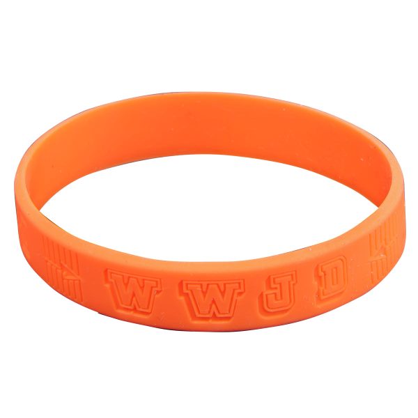 WWJD Orange Silicone Wristbands - Image 4