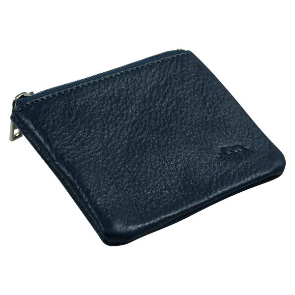Genuine African Leather Navy Small Coin Purse - Image 1
