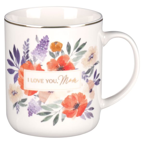 I Love You, Mom Floral Ivory Ceramic Mug - Image 1