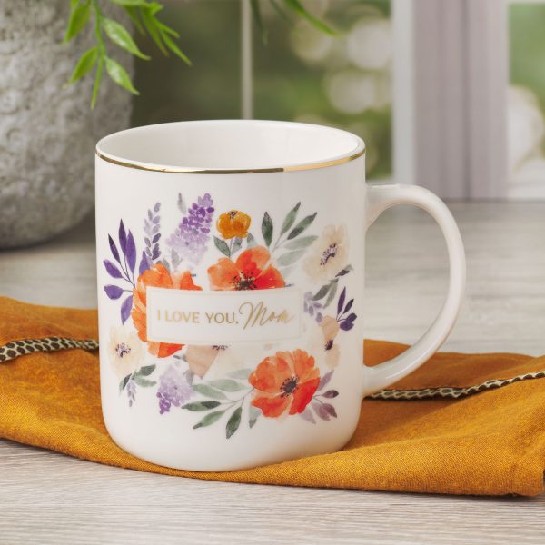 I Love You, Mom Floral Ivory Ceramic Mug - Image 2