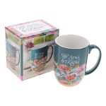 Be Still & Know Floral Teal Green Ceramic Mug - Image 2