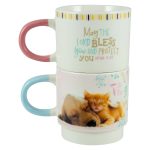 My Cup Overflows With Blessings Stackable Two Piece Ceramic Mug Set - Psalms 23:5 - Image 2