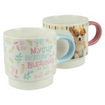 My Cup Overflows With Blessings Stackable Two Piece Ceramic Mug Set - Psalms 23:5 - Image 3