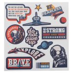 Be Strong & Courageous Navy Blue Stainless Steel Water Bottle with Decorative Sticker Sheet - Image 2