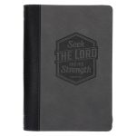 Seek the Lord and His Strength Grey Faux Leather Journal with Zipped Closure - Image 2