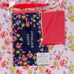 Green And Pink Flower Design Happy Birthday Large Landscape Gift Bag With Card - Image 3